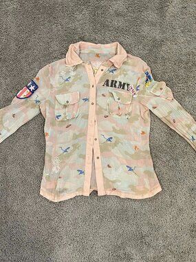 Da-Nang Camouflage Long Sleeve Button Down Women's Size Sm